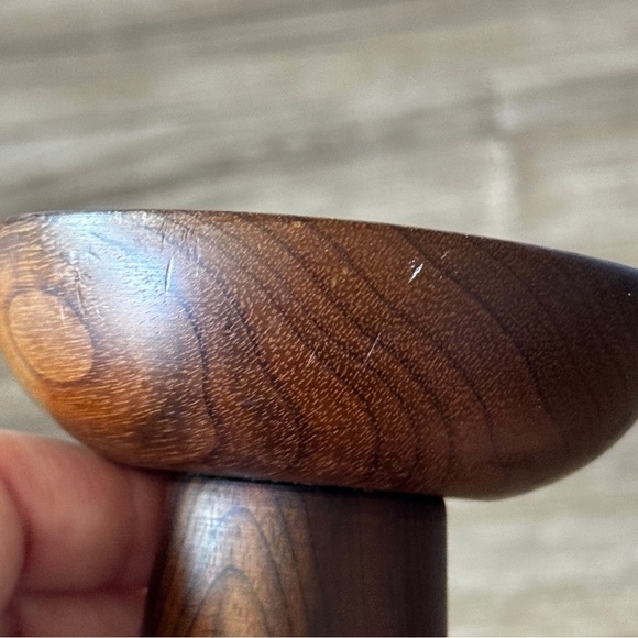 Oregon myrtle wood candle stick holder MCM Vtg - Picture 6 of 7